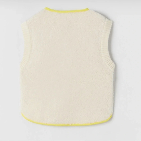 Zara Kids Boucle Knit Sweater Vest Fleece Pile  Retro Vintage Button Down 13-14 - Picture 6 of 15